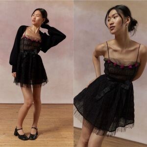 NWT | For Love & Lemons Delphina
Mini Dress in Black Size XS